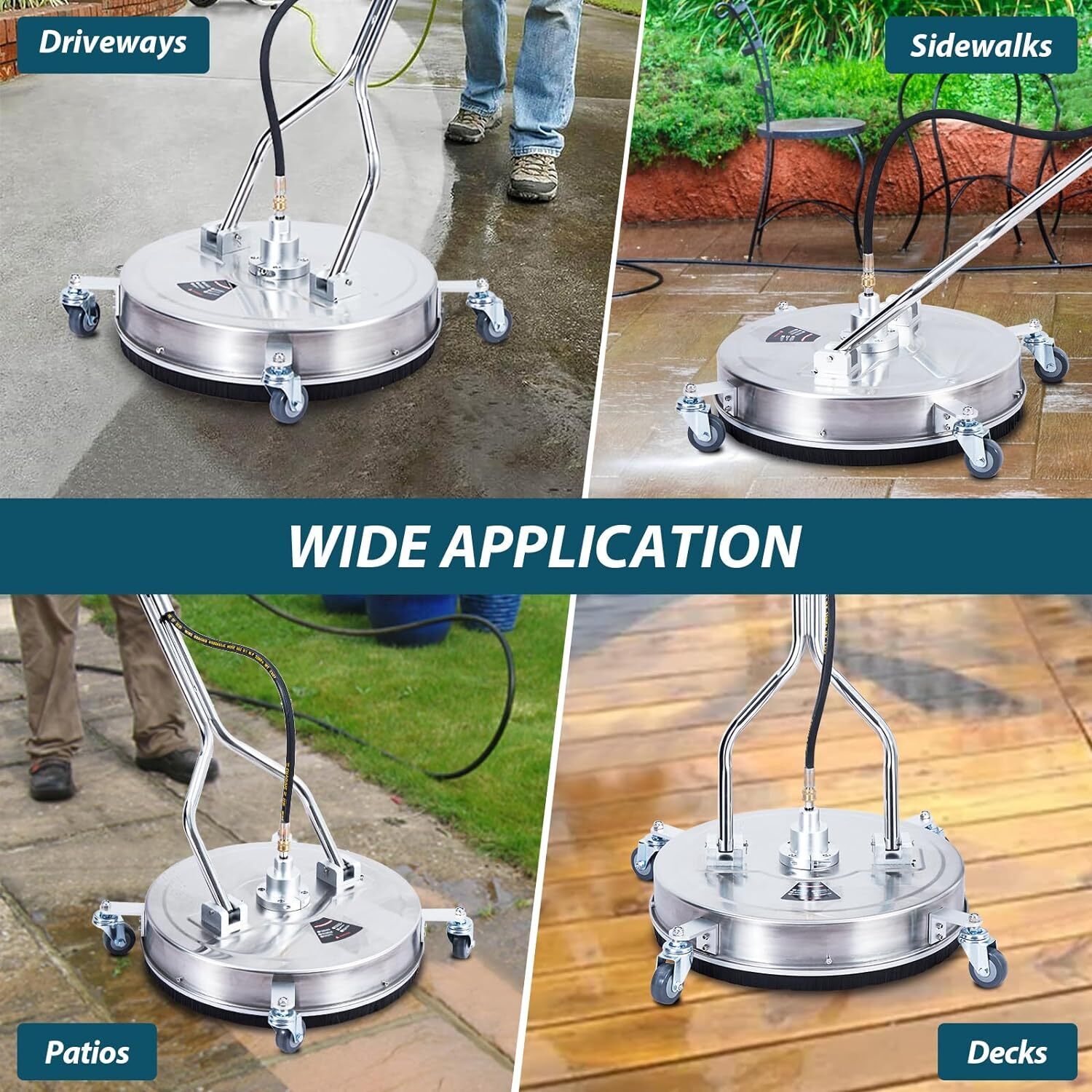 Surface Pressure Washer Stainless Steel Cleaner Attachment for Electric and Gas