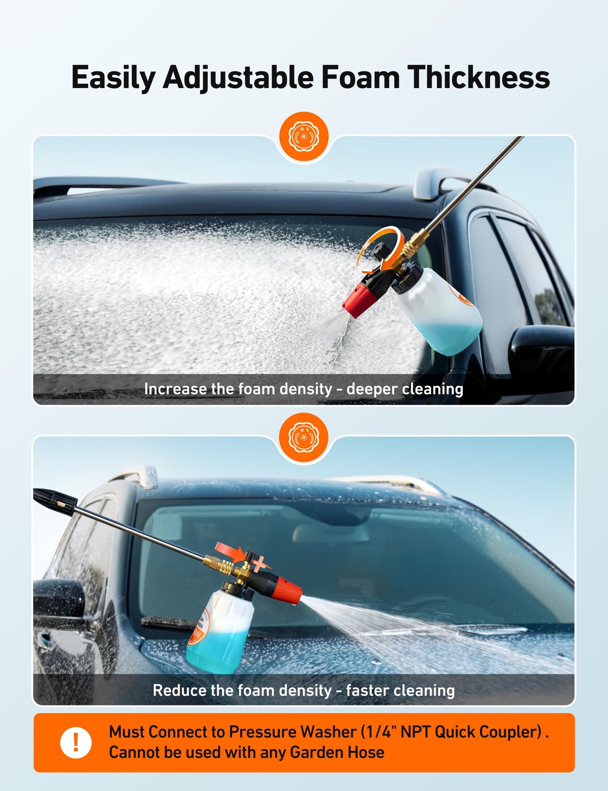 HeavyDuty Foam Cannon 1L Bottle Snow Foam Blaster for Car Wash