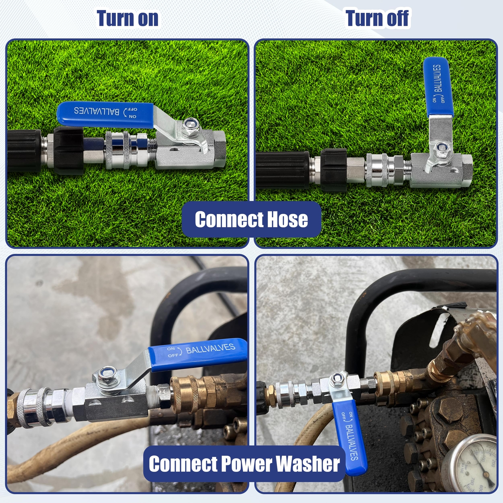 High Pressure Washer Ball Valve Kit 3/8″ Quick Connect Ball Valve For Power Wash