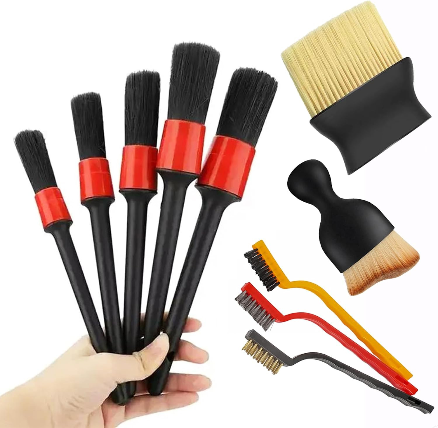 10Pcs Auto Car Detailing Brush Set,Car Interior Cleaning Kit,Including 5Pcs Car