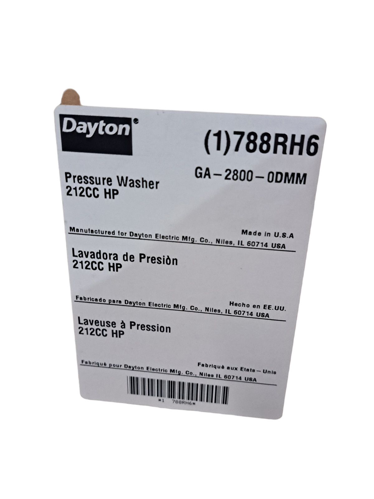 Dayton, MI-T-M, GA-2800-0DMM, Pressure Washer, 2,800 psi, Op Pressure, 7 hp