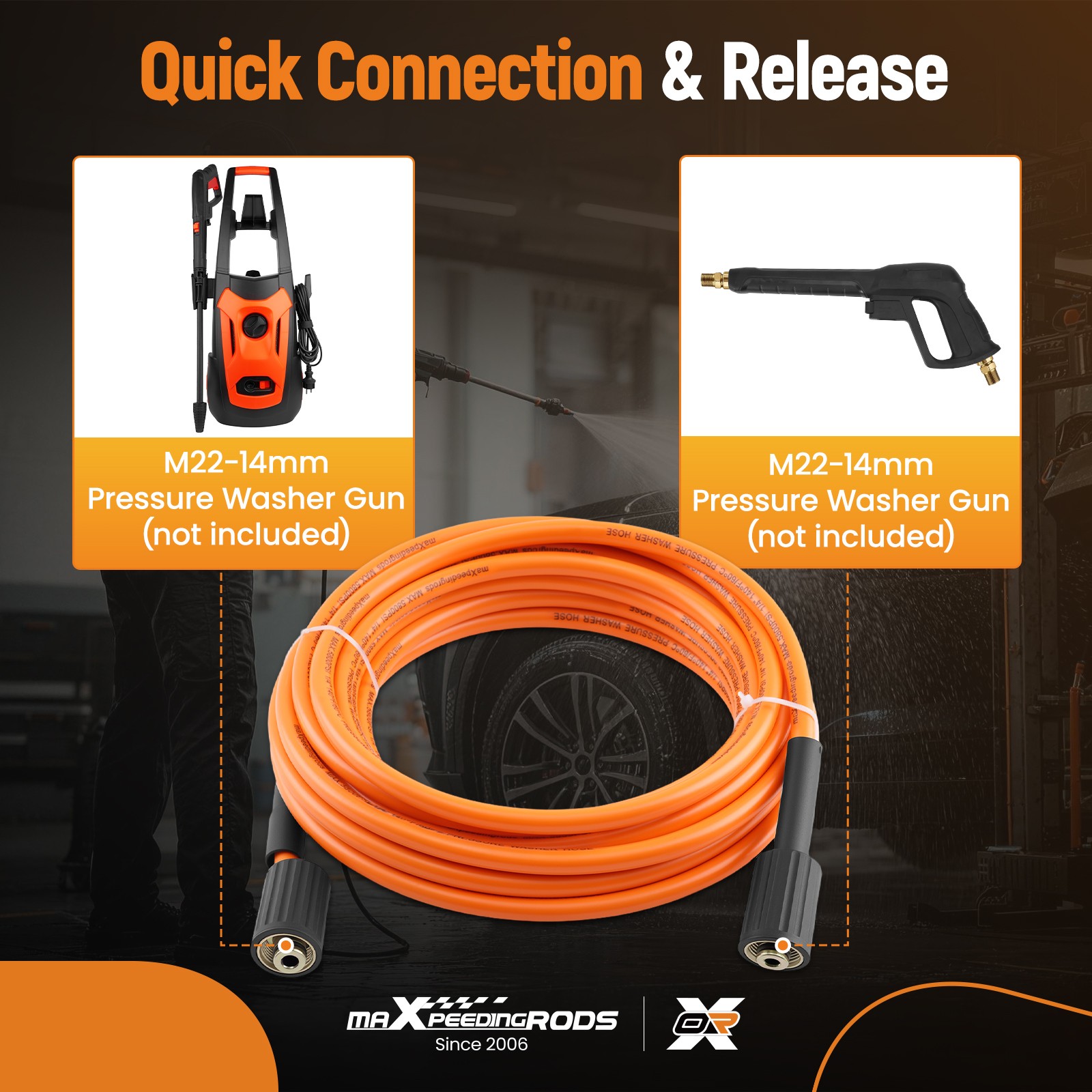 1/4″ Pressure Washer Hose 30 Feet 5800PSI Extension Hose Kink Resistant 1Pc