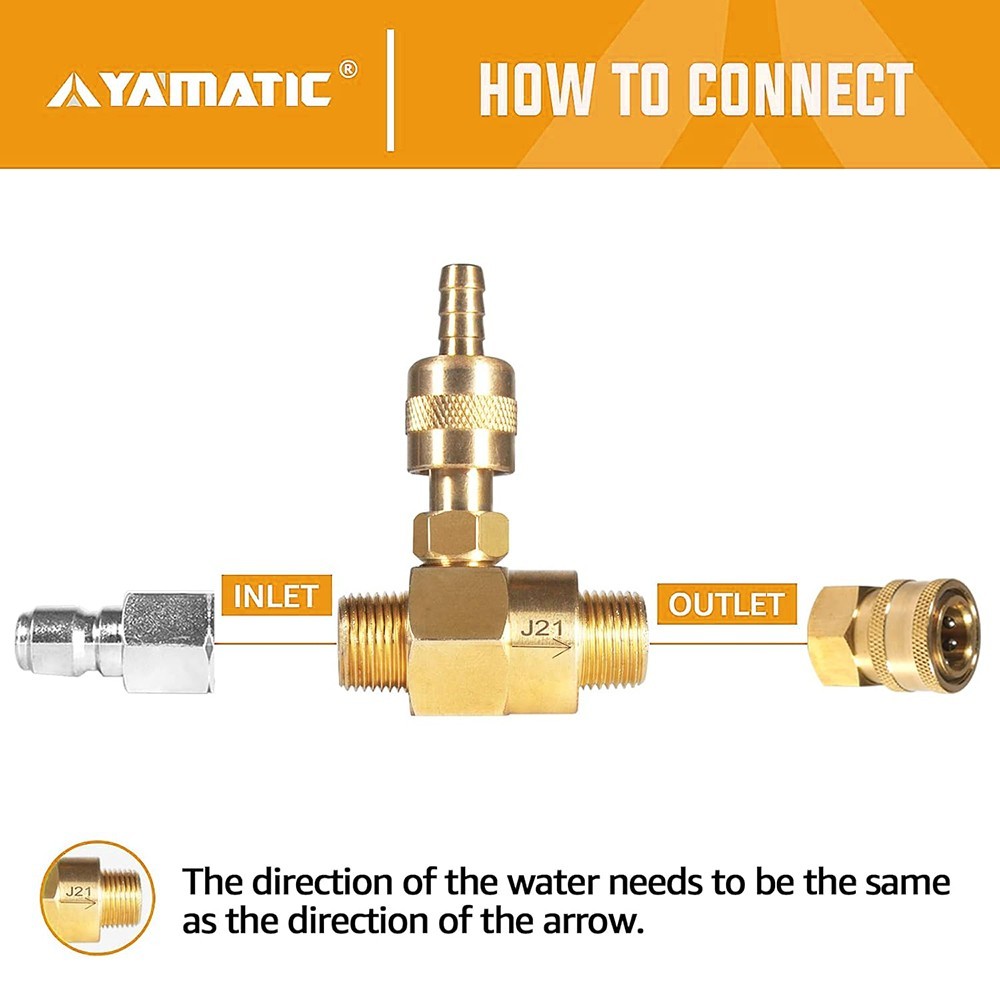 YAMATIC Adjustable Chemical Injector Kit for Pressure Washer,3/8 Inch Connectors