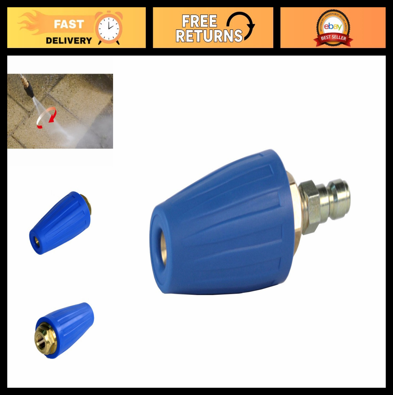 Alloy Steel Turbo Nozzle for Pressure Washer 4,000 PSI, 3.0 GPM, Quick Connect