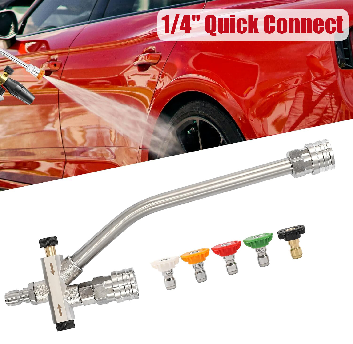 For Foam Cannon Dual Connector Pressure Washer Nozzle Spray Tip Set 1/4″ Quick