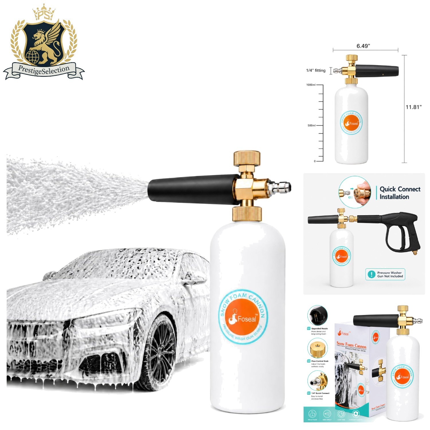 Adjustable Snow Foam Cannon with Brass Nozzle – 1L Power Cleaning Solution