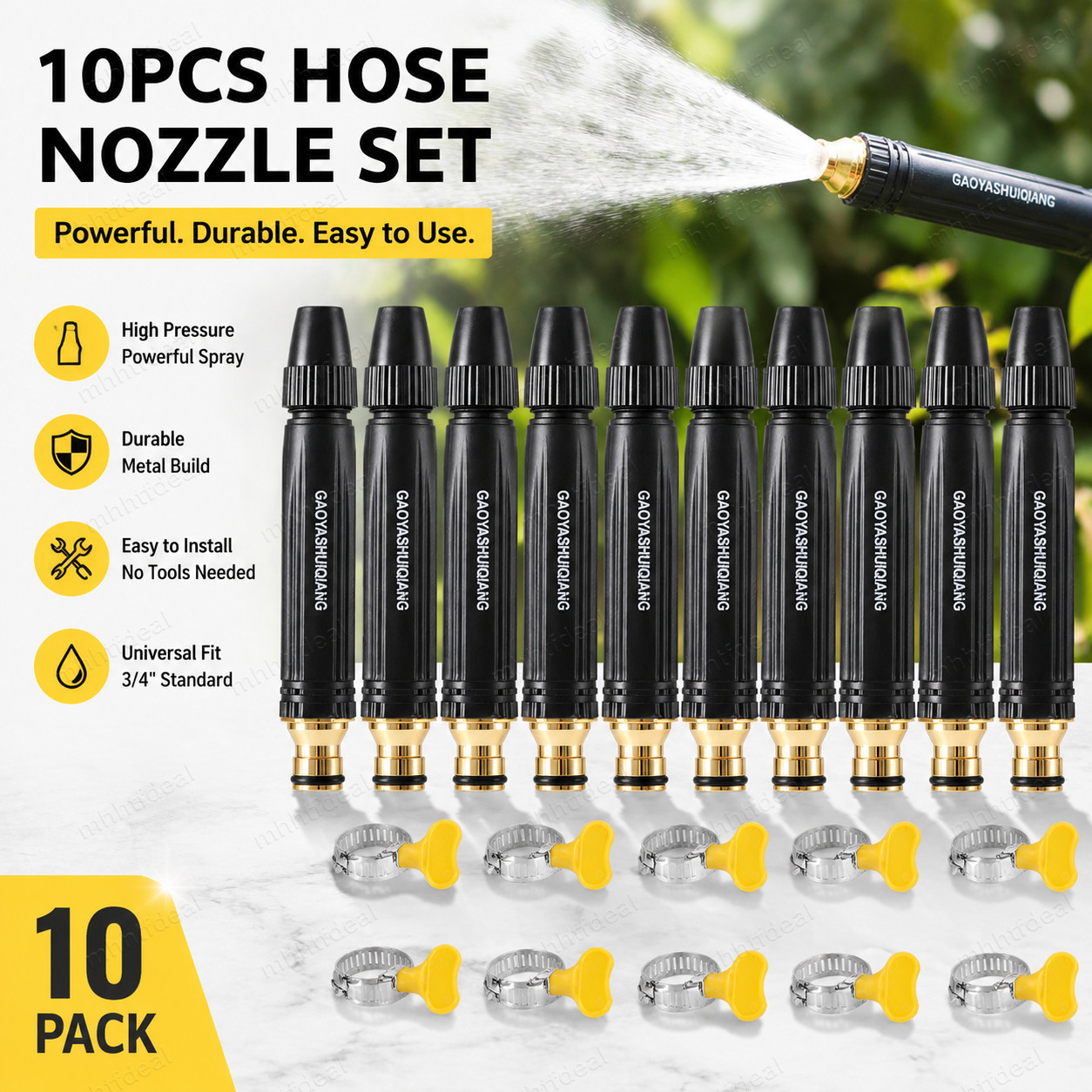 10Pcs 11Bar High Pressure Hose Nozzle Water Gun Car Wash Garden Pressure Booster