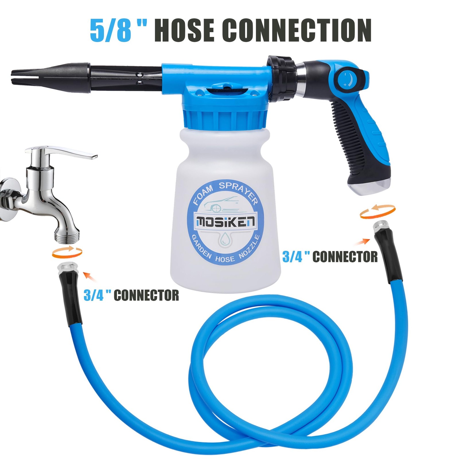 Blue Car Wash Foam Gun Sprayer Kit with Sponge & Towel, Snow Foam Blaster for…