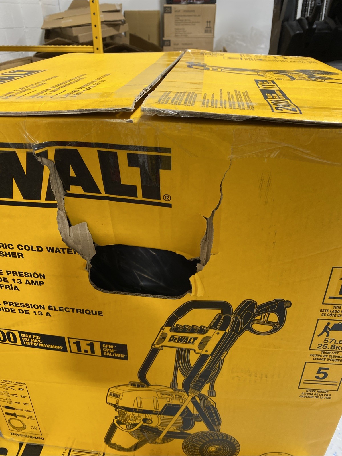 DeWalt DWPW2400 Electric Cold Water Pressure Washer, 2400 Max Psi At 1.1 Gpm