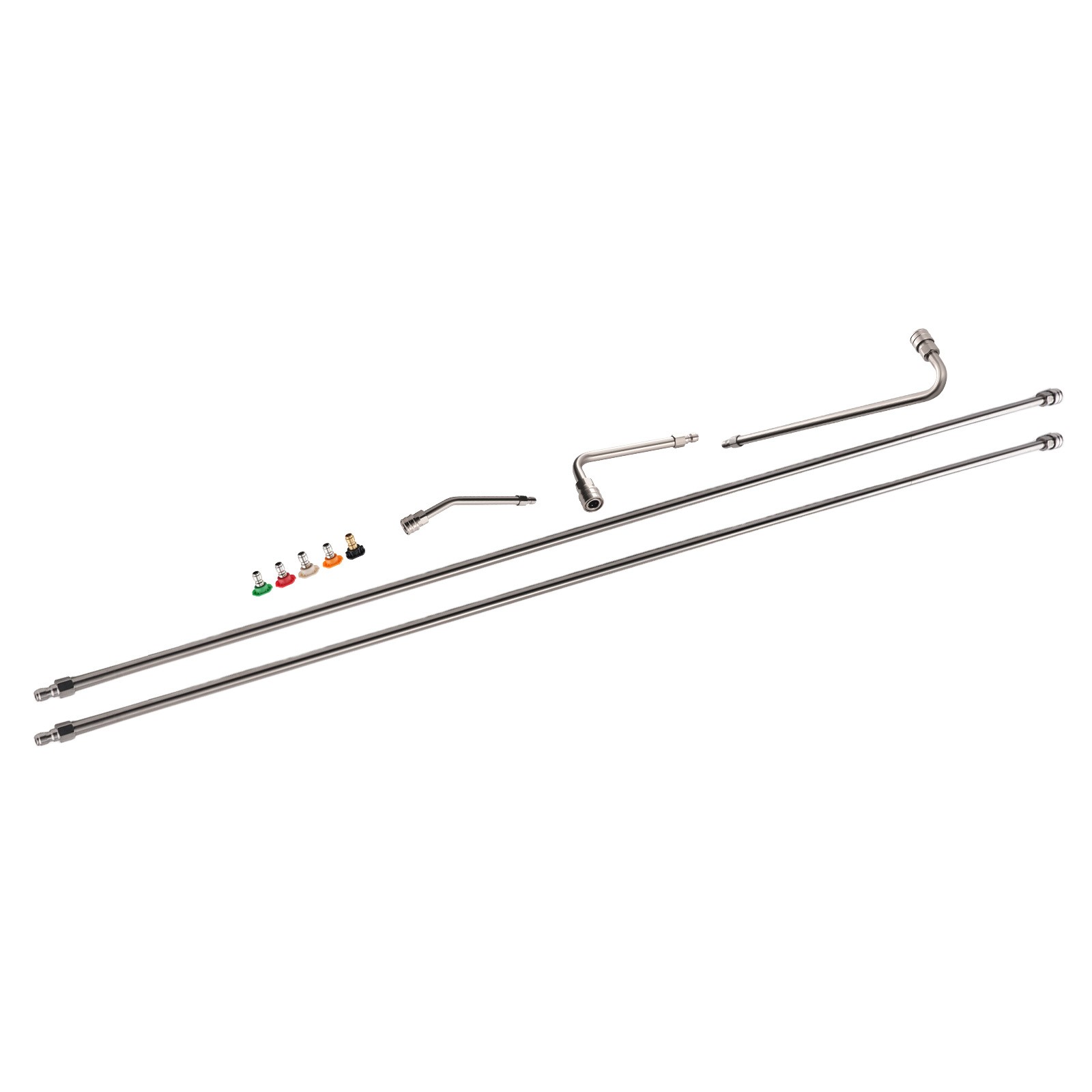 120″ Pressure Washer Extension Wand with 30° 90° 120° Curved Rod Nozzles