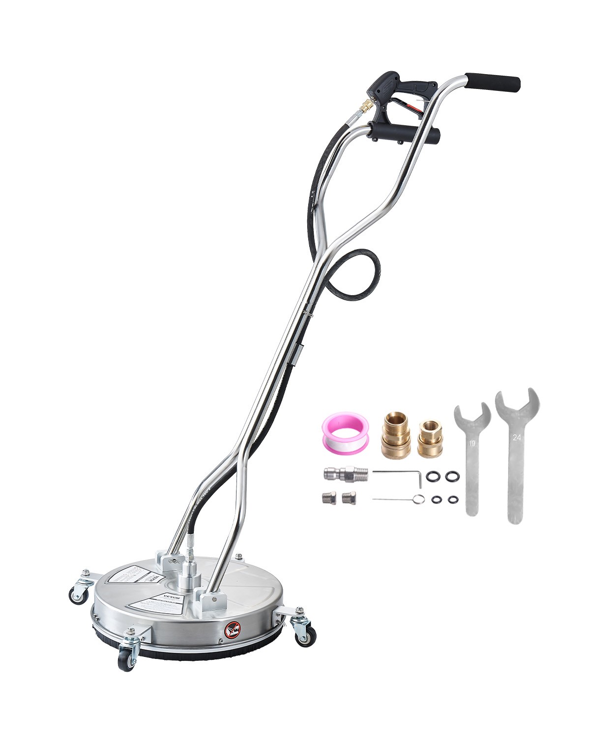 VEVOR 18″ Pressure Washer Surface Cleaner 4 Wheels Dual Handle 4000 Max PSI