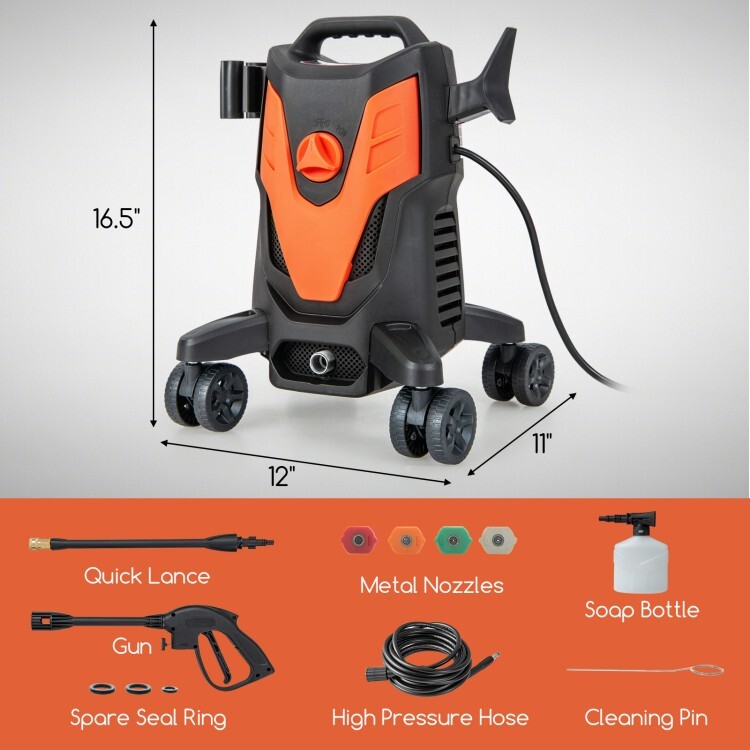 2400 PSI Electric Pressure Washer 1.7 GPM Cleaning Washer W/ 4 Universal Wheels