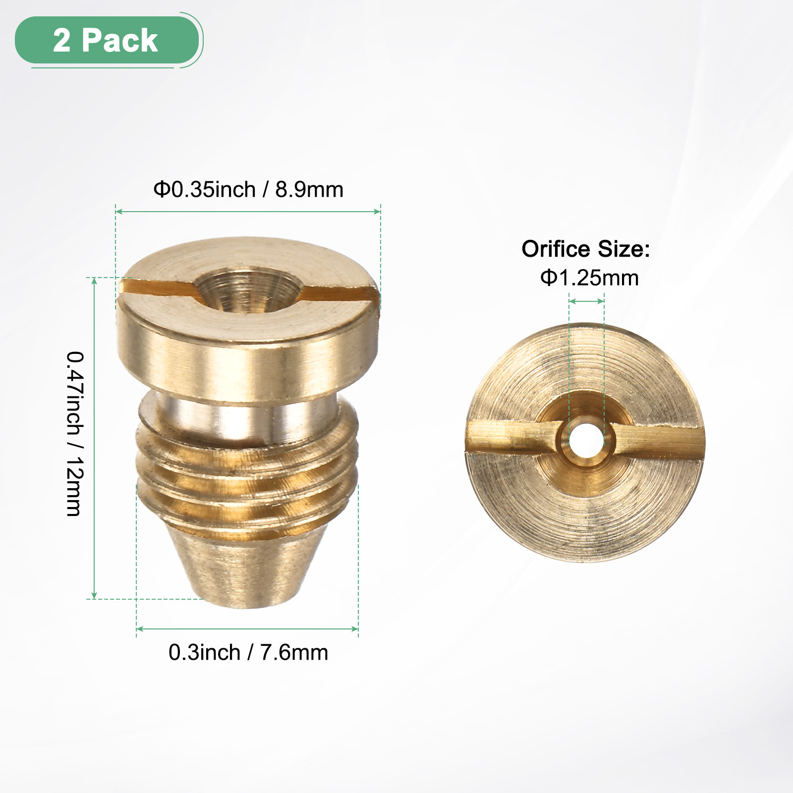 2-Pack Foam Cannon Orifice Nozzle, 1.25mm Brass Universal Thread Tips