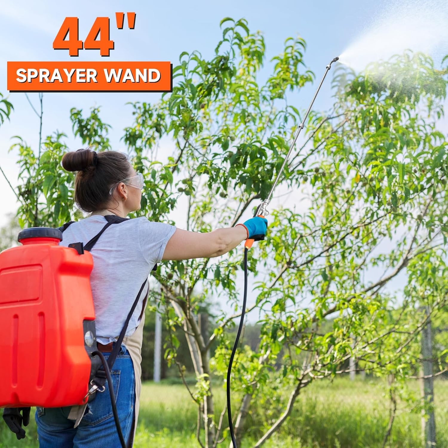 All Metal 44 Inches Replacement Sprayer Wand, Garden Hose Watering Orange