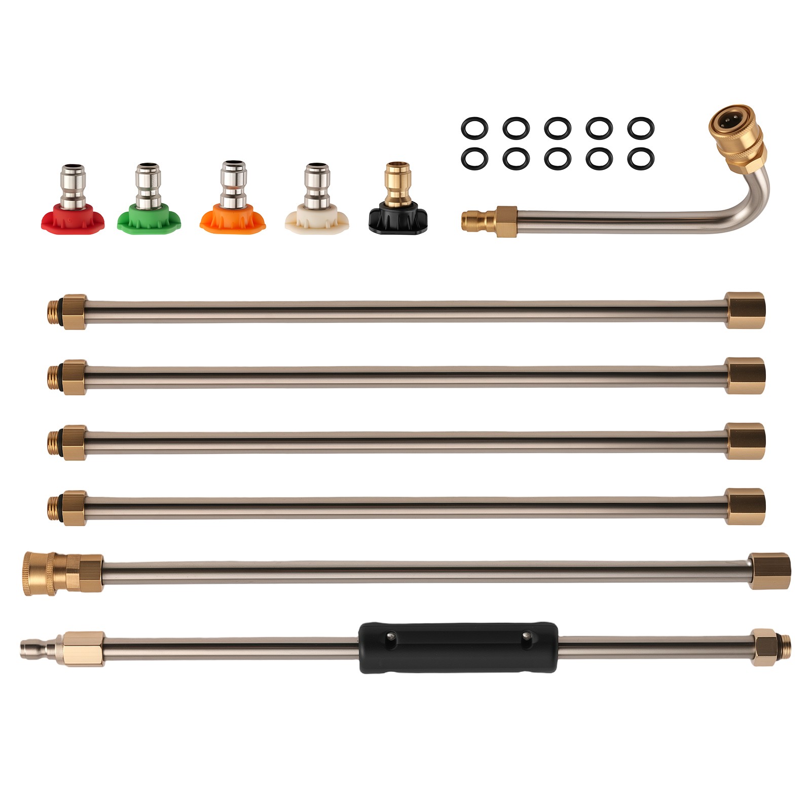 15 Inch Pressure Washer Wand 4000 PSI Brass Stainless Steel 5 Nozzle Tips