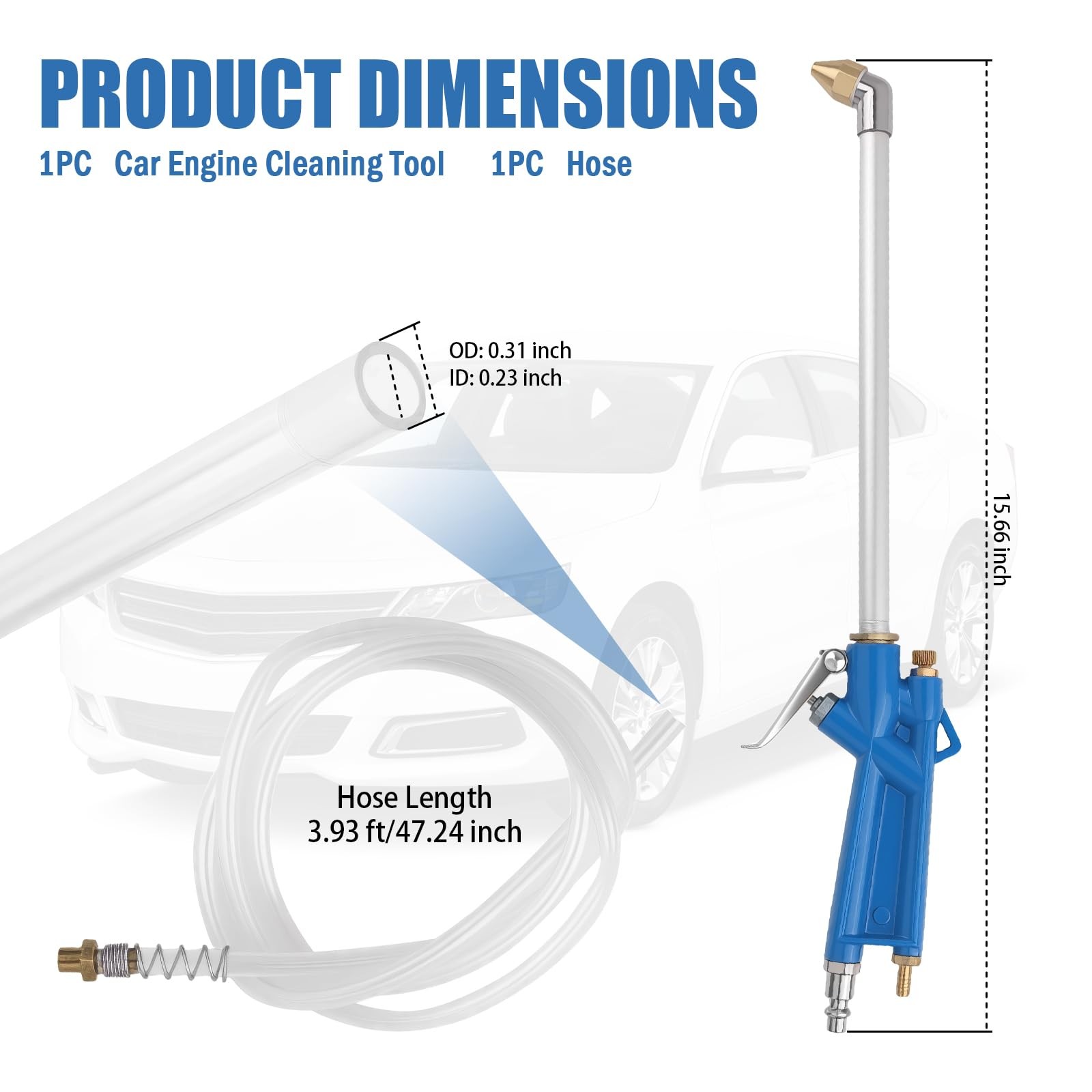 Air Engine Cleaning Gun with 3.93Ft Hose,Elbow Pneumatic Siphon Spray Gun for…