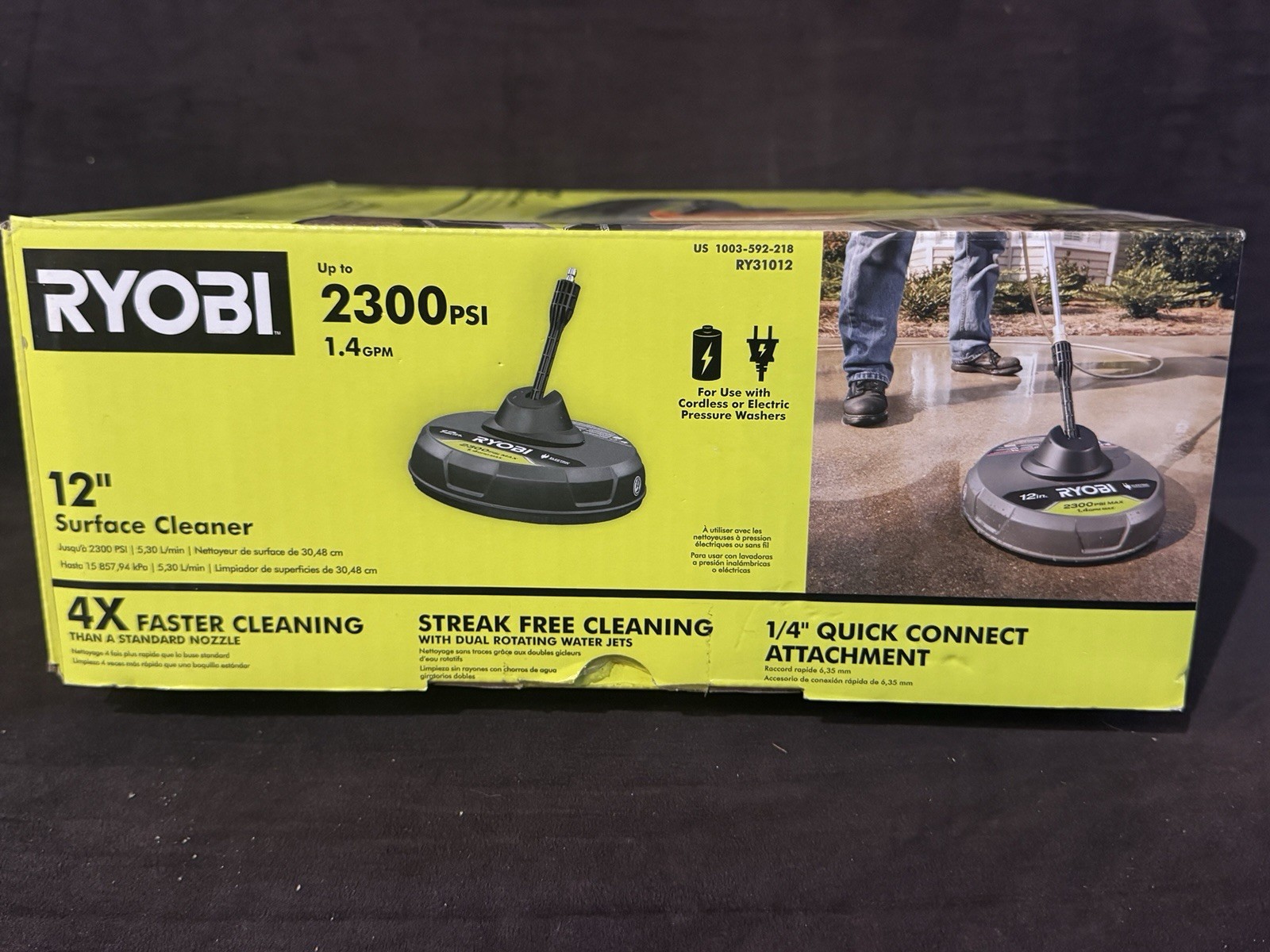 RYOBI 12 in. 2,300 PSI Electric Pressure Washers Surface Cleaner — RY31012