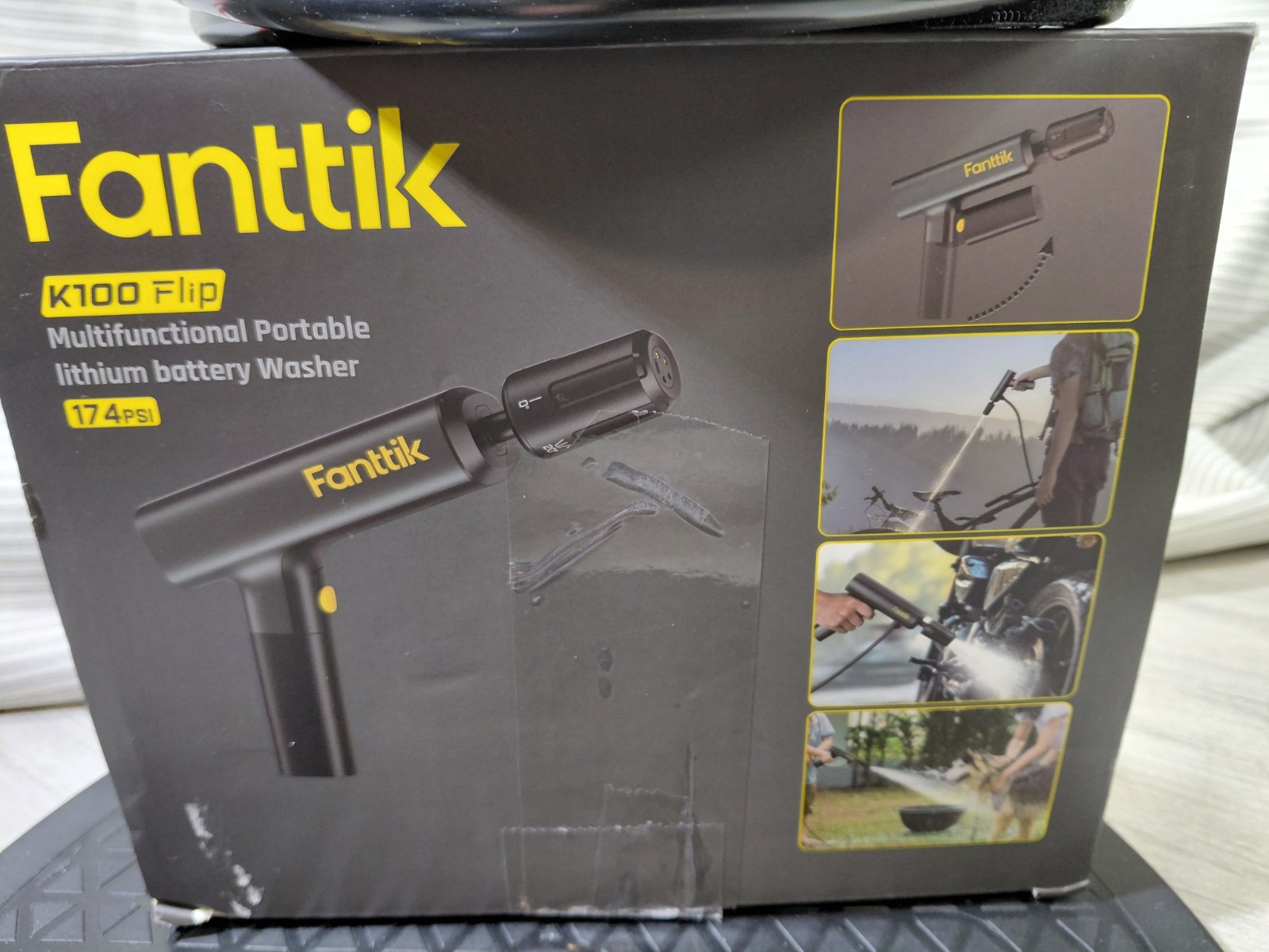 Fanttik K100 Flip Battery Cold Water Pressure Washer 174 PSI w/ Hose Nozzle