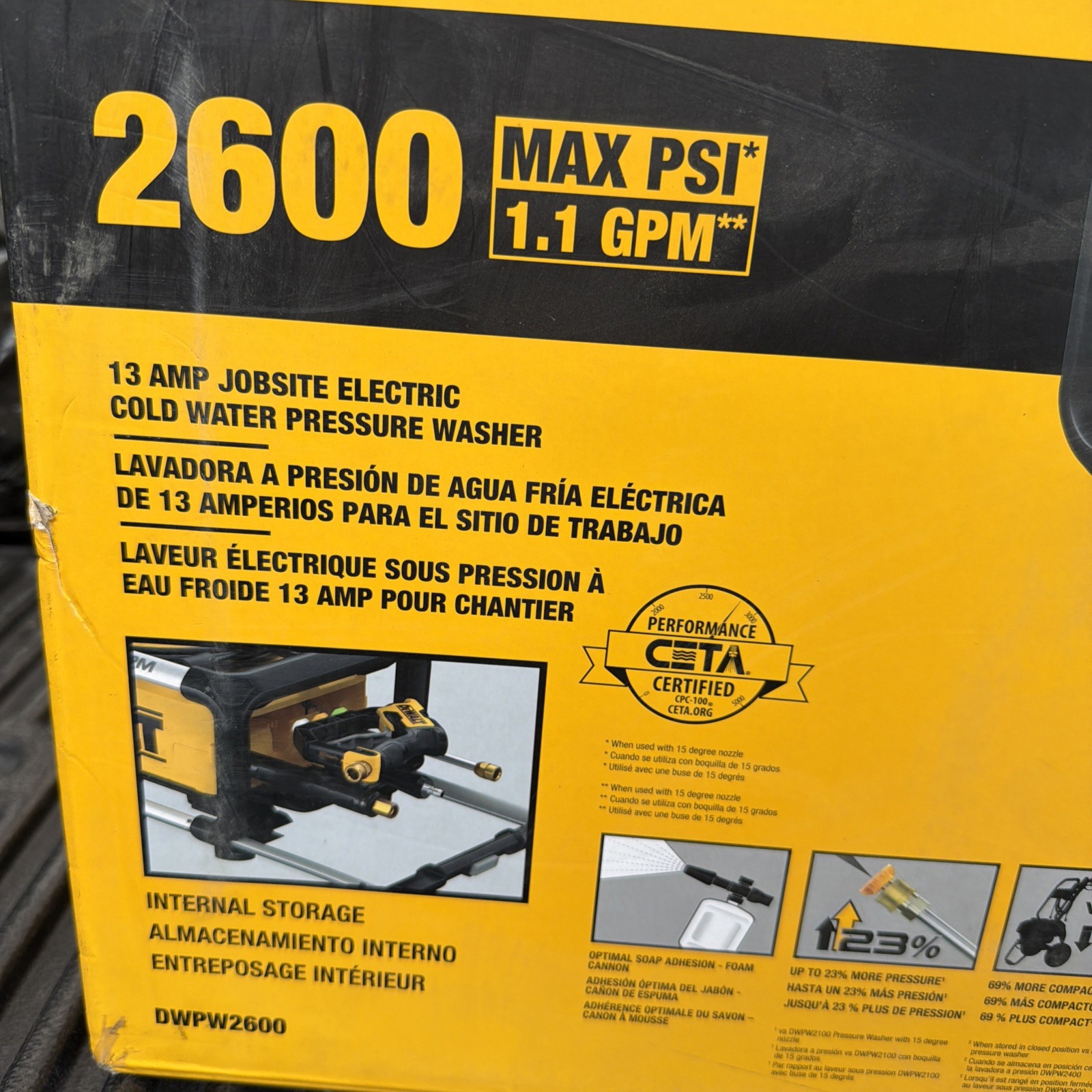 DEWALT 2600 PSI 1.1 GPM Cold Water Electric Pressure Washer