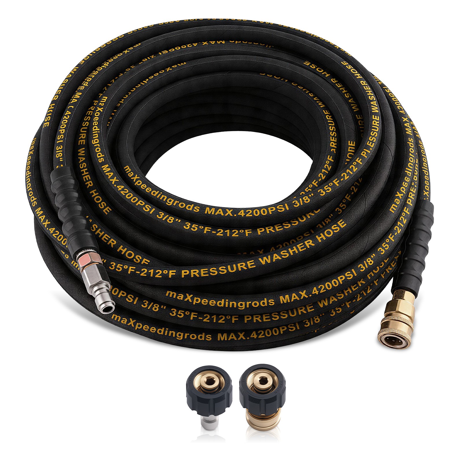 100ft 3/8″ Power Pressure Washer Hose 4200PSI Steel Wire Braided Super Flexible