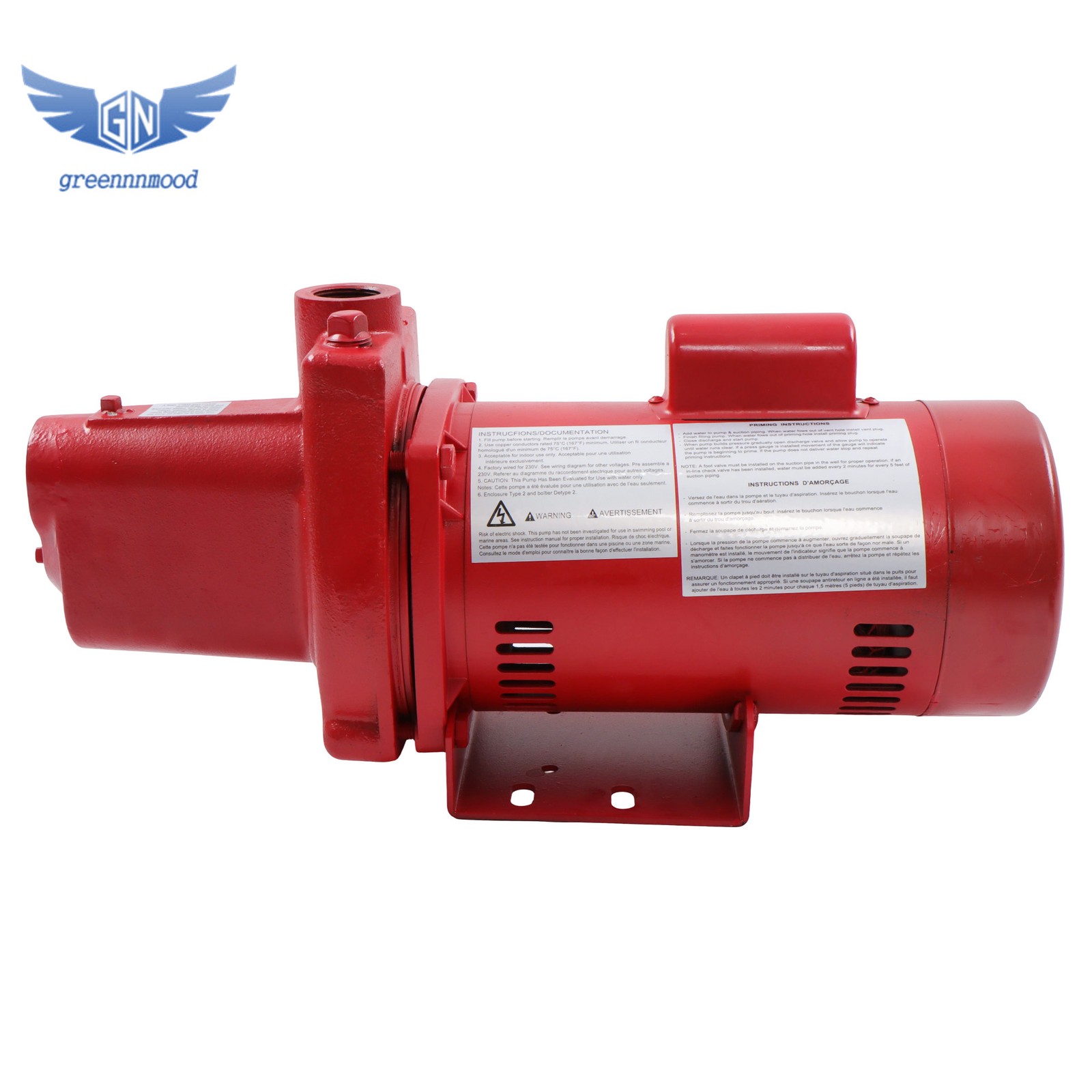 1 HP 23 GPM Dual Voltage 115/230 Volt Cast Iron Shallow Well Jet Pump Red 602208