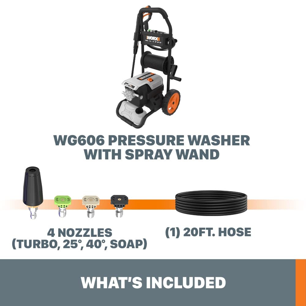 Worx 13 Amp Electric Pressure Washer 2200 PSI with Rolling Cart and 4 Nozzles…