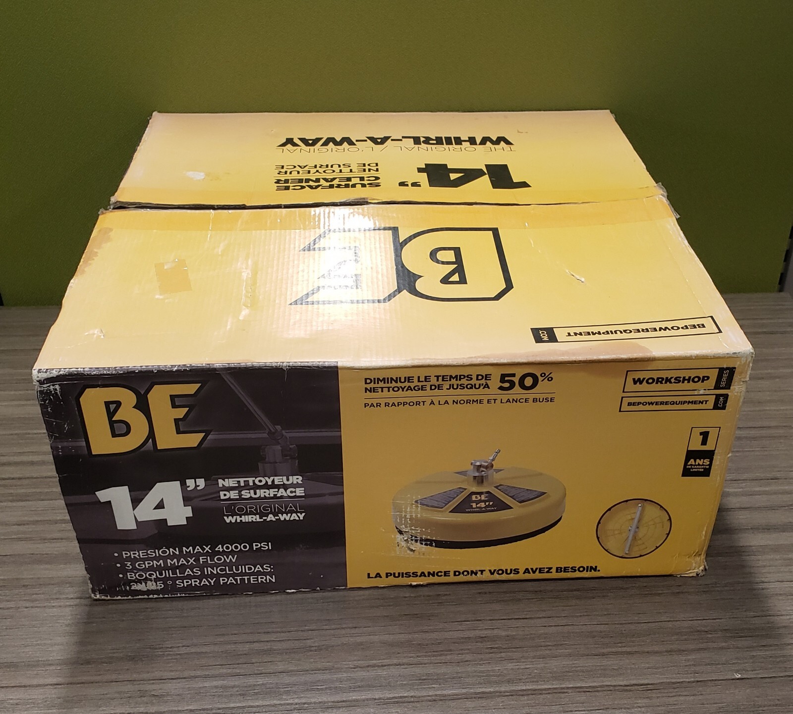 BE PRESSURE 85.403.014 14″ Whirl-A-Way Flat Surface Cleaner Yellow