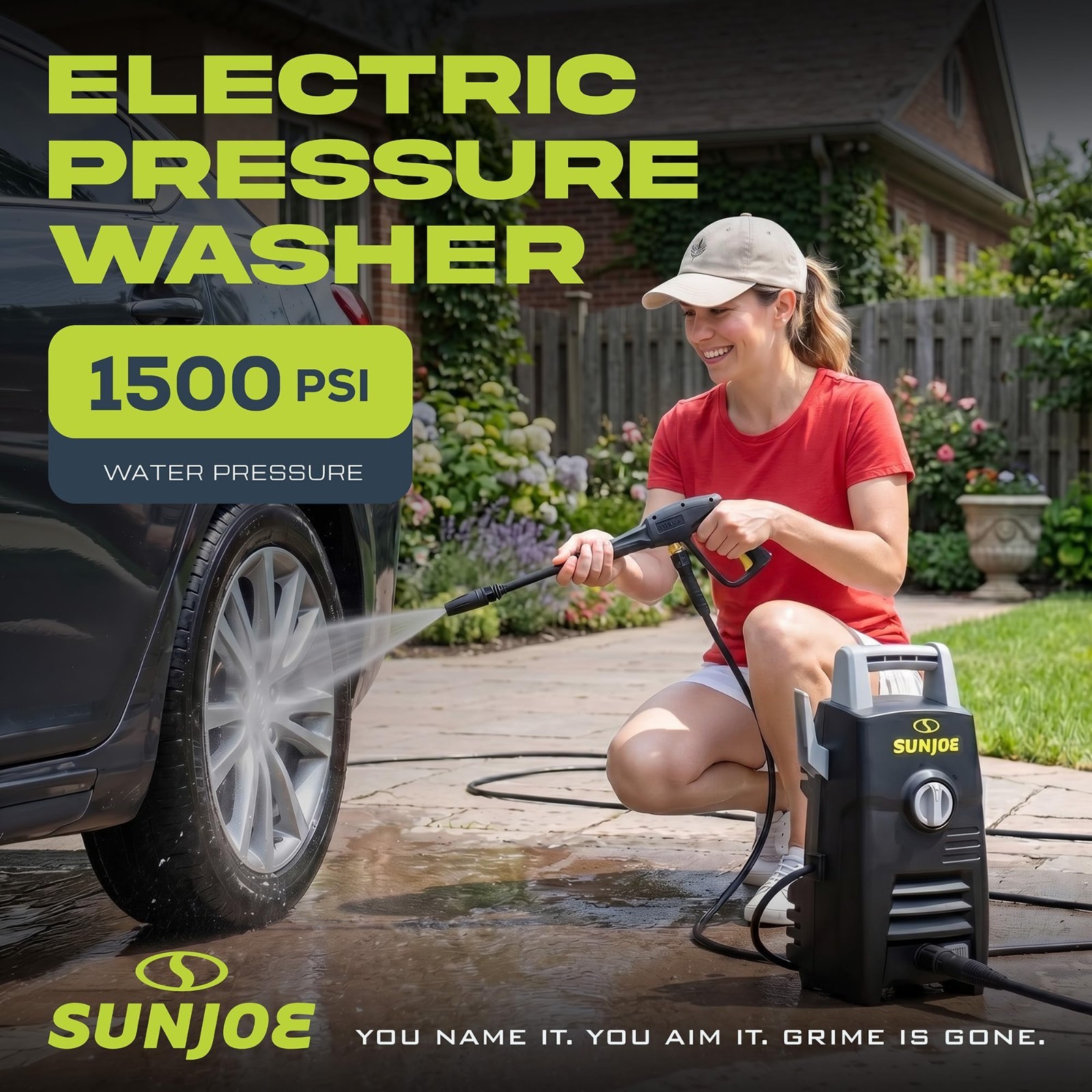Electric Pressure Washer – 1800W Motor, GFCI Cord, Adjustable Wand, 20ft Hose –