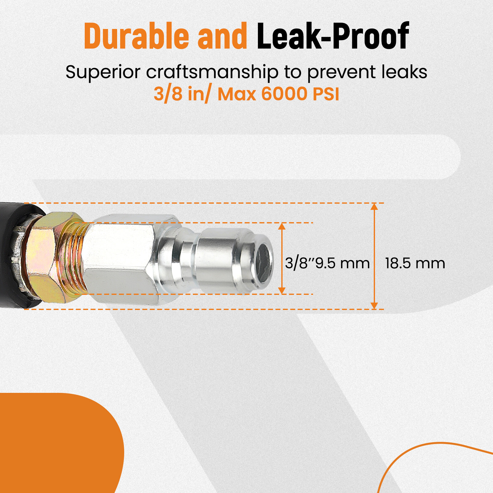 Non-Marking 2-Braid R2 HighTem Water Pressure Washer Hose 3/8″ x 100ft 6000psi