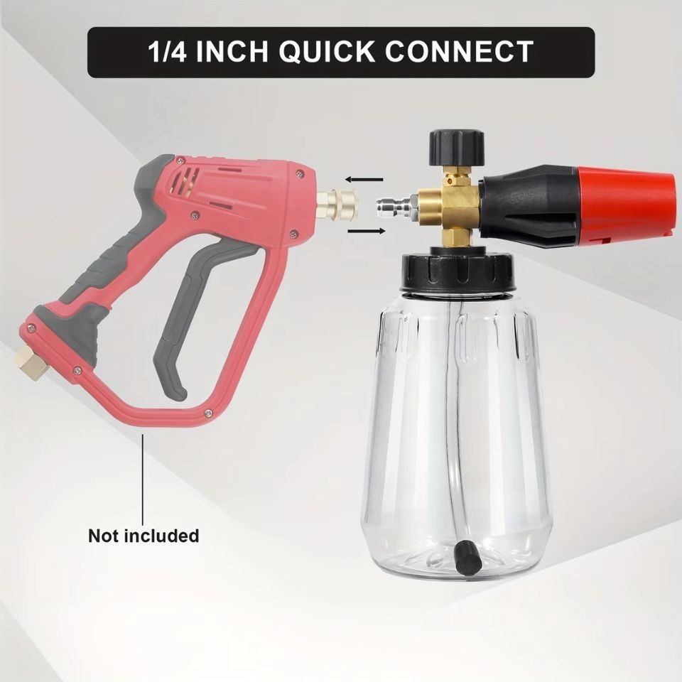 Heavy Duty Foam Cannon 1L Wide Mouth Pressure Washer Spray 1/4 Quick Connect