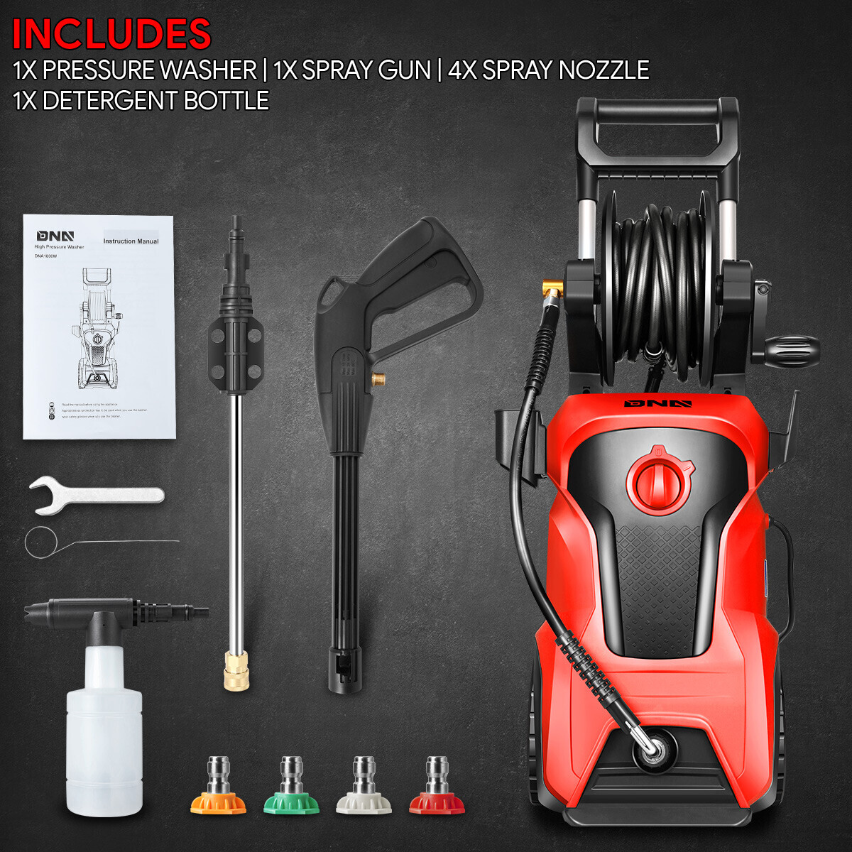Portable High-Pressure Electric Power Cleaner Washer Machine 2176 PSI 2.4 GPM