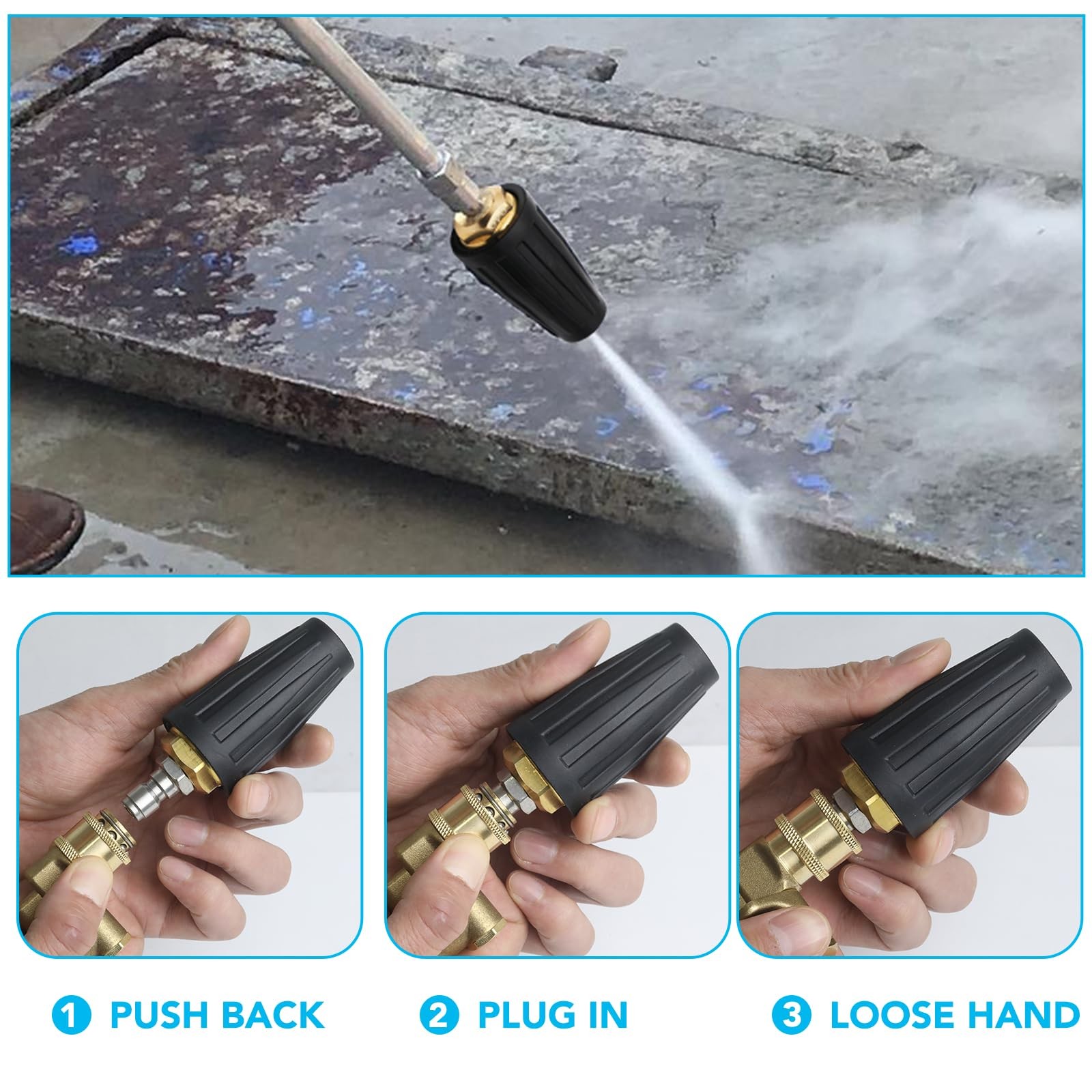 Pressure Washer Tips Turbo Nozzle 4000 PSI 360° Rotating Spray Turbo with 1/4…
