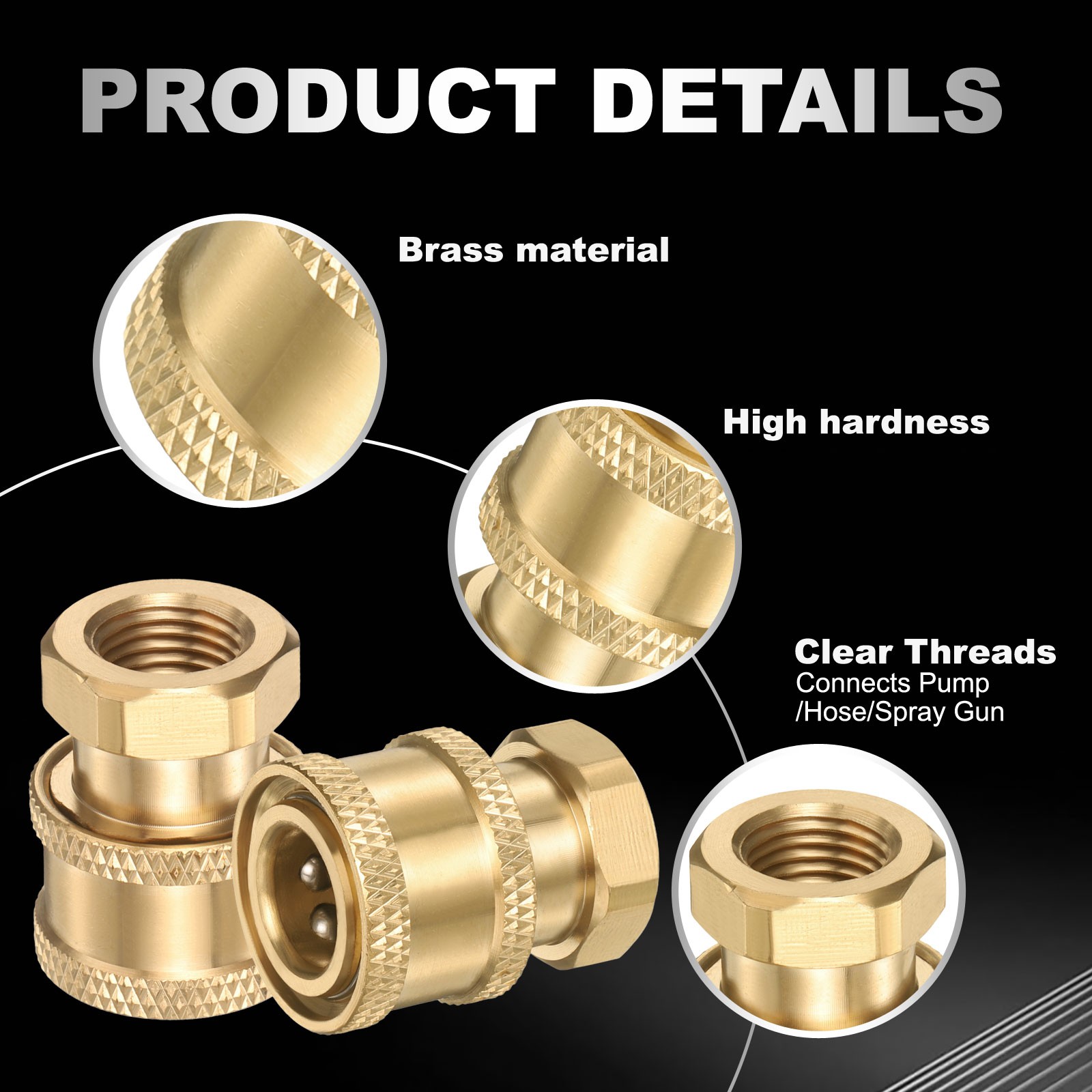 2Pcs Pressure Washer Adapter, 1/4″ Female Quick Plug to G1/4″ Male Brass
