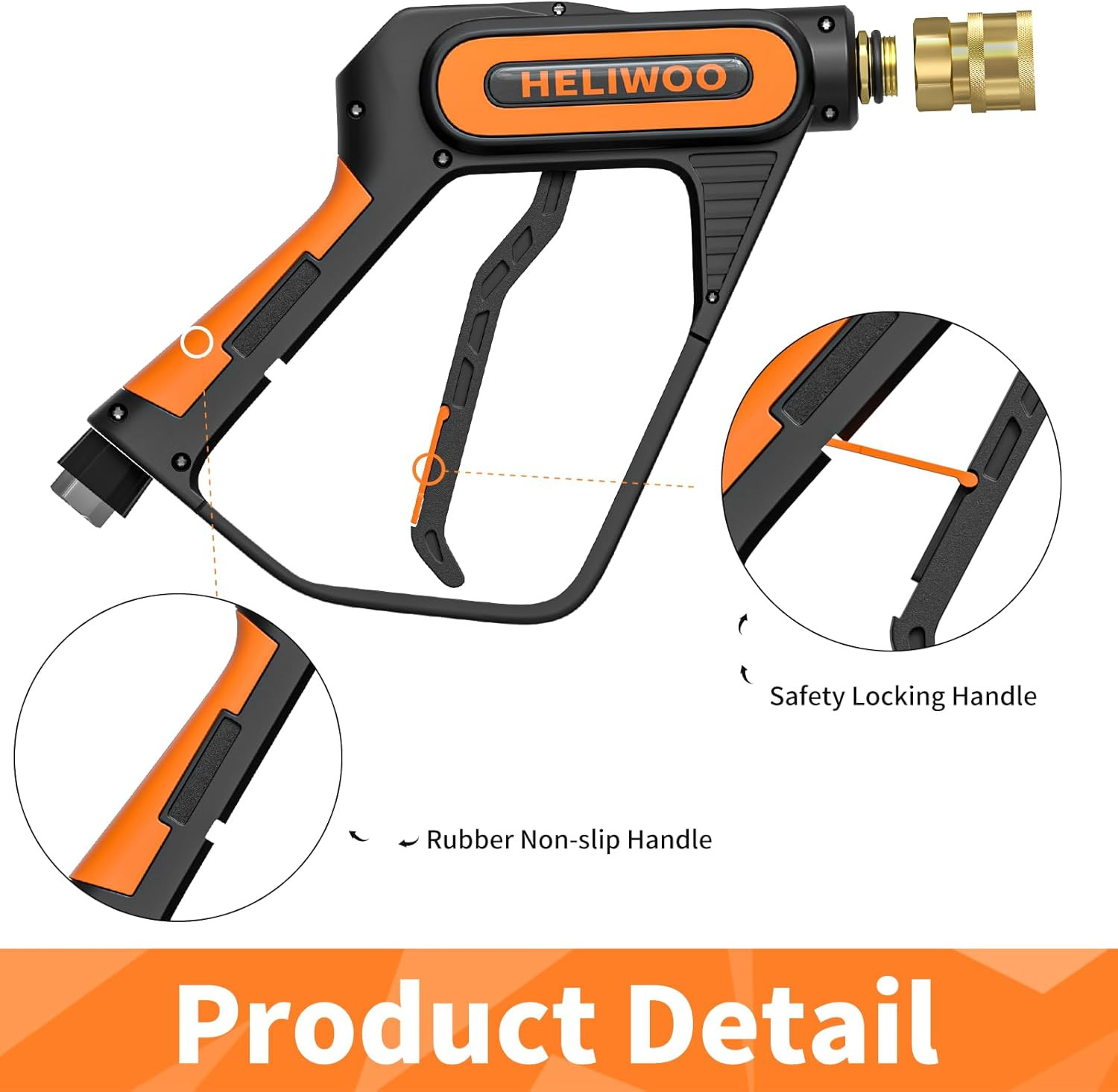 Pressure Washer Gun Wand with 3/8″ Swivel Plug & M22-14/15Mm Fitting & 5 Nozzle
