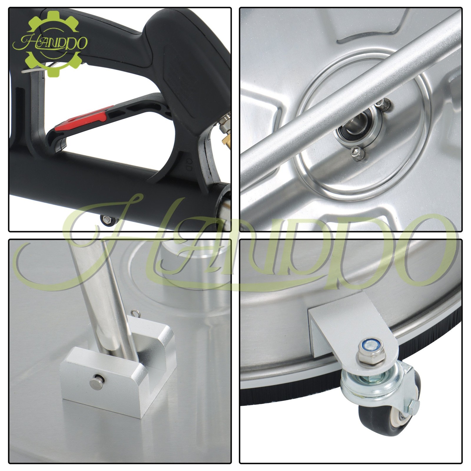 6000PSI Dual Handle Quick Connect 18″ w/ 4 Wheels Pressure Washer Surface Cleane