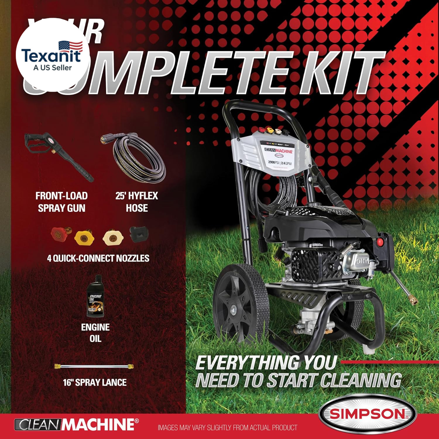 Simpson Cleaning 2900 PSI Gas Pressure Washer, 2.4 GPM Residential Power Washer