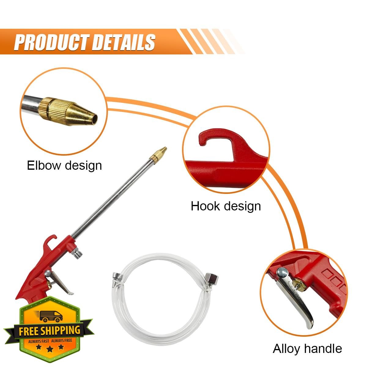 KPFILEH air cleaning spray gun, straight hose