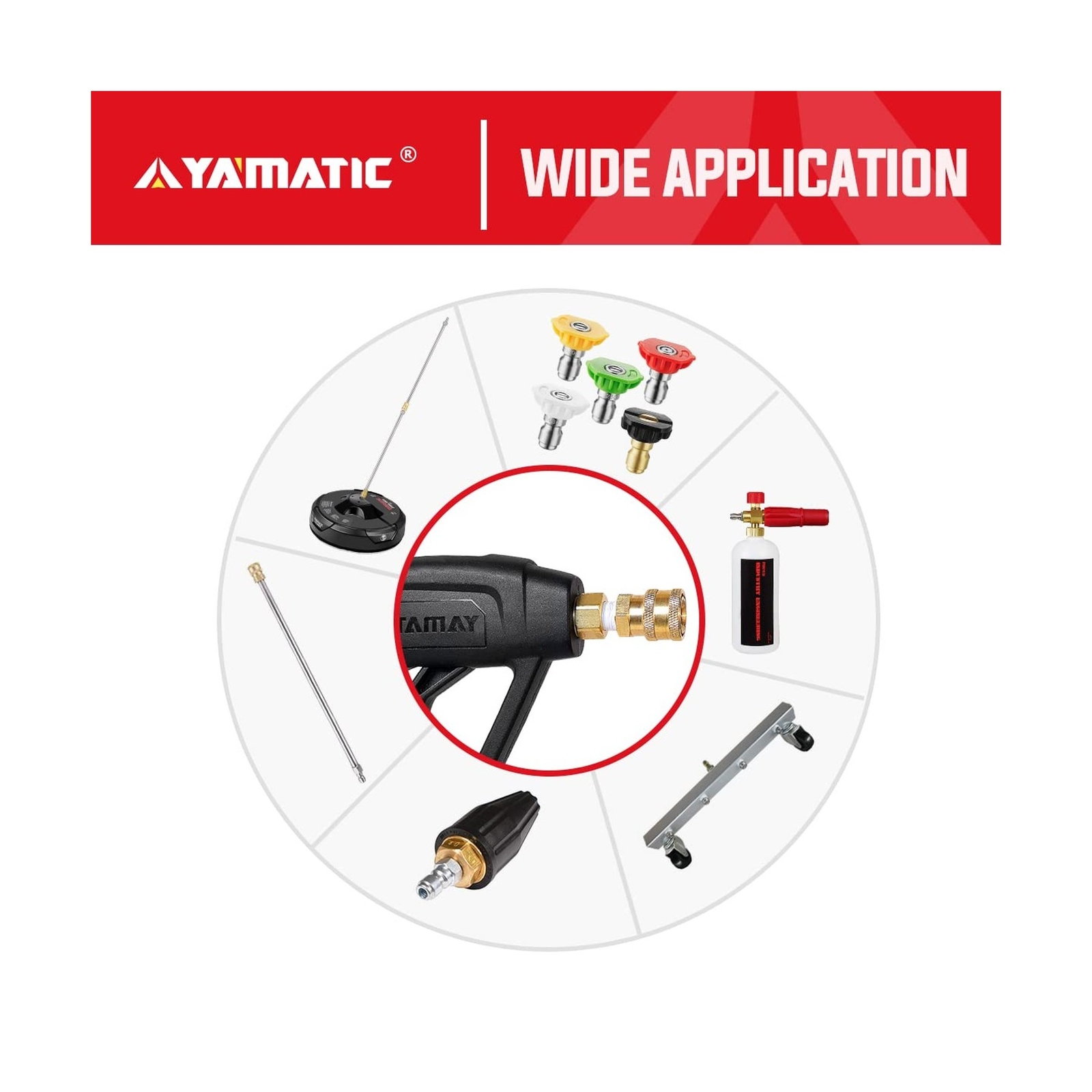 YAMATIC Pressure Washer Gun with 3/8″ Swivel Quick Connector & M22-14mm Fitti…