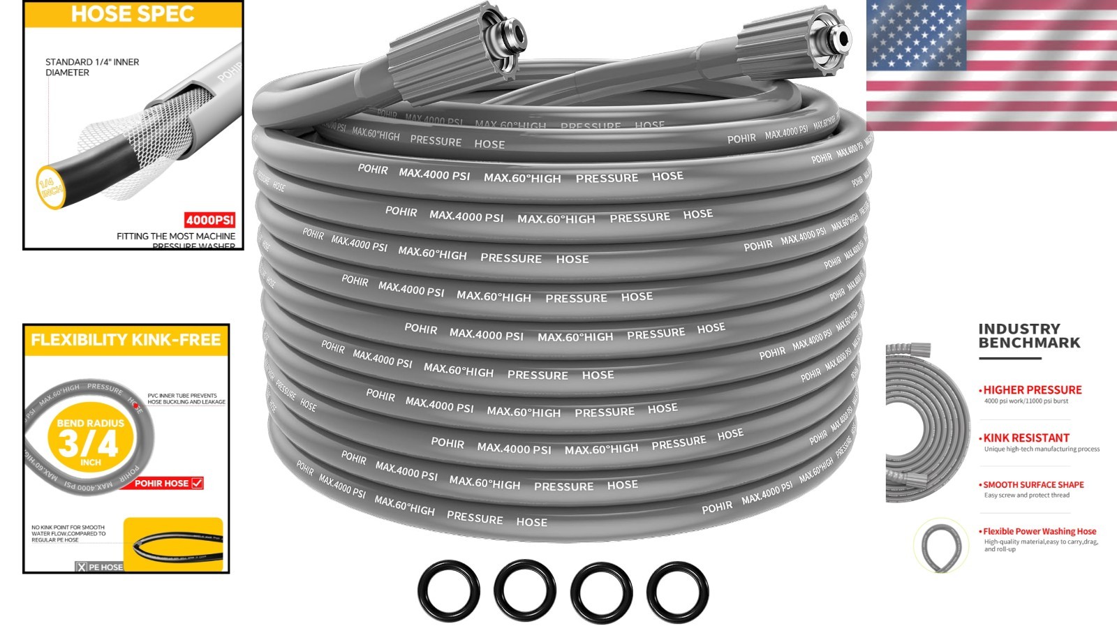 Super Flexible 25ft Pressure Washer Hose – Perfect for Home and Professional Use