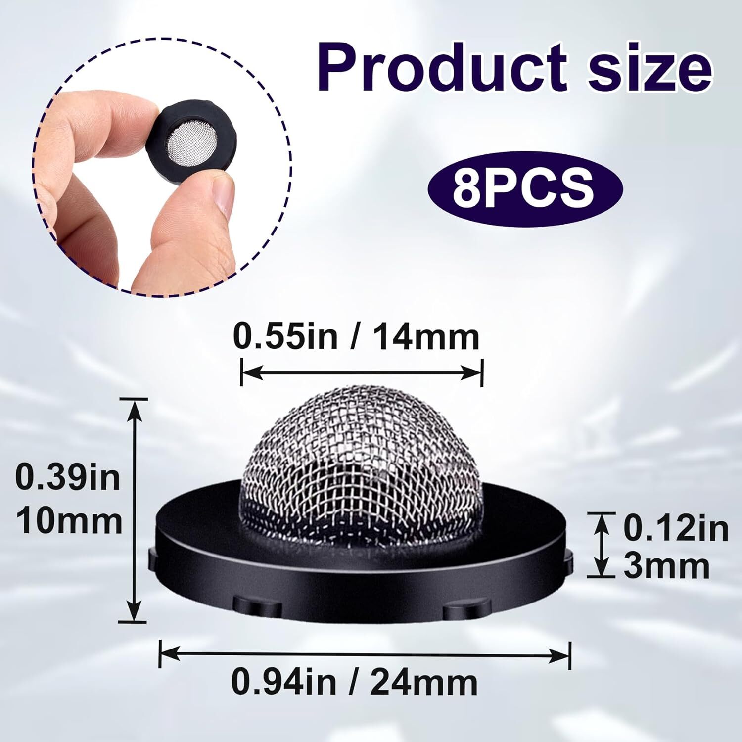 8PCS Hose Water Filter Washers, Stainless Steel Inlet Hose Washer with Screen, G
