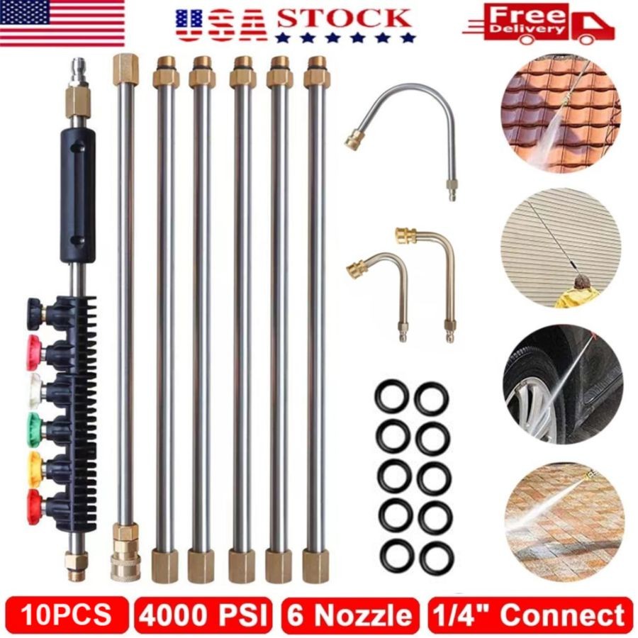 4000PSI High Pressure Washer Extension Wand Telescopic Lance With Spray Nozzle