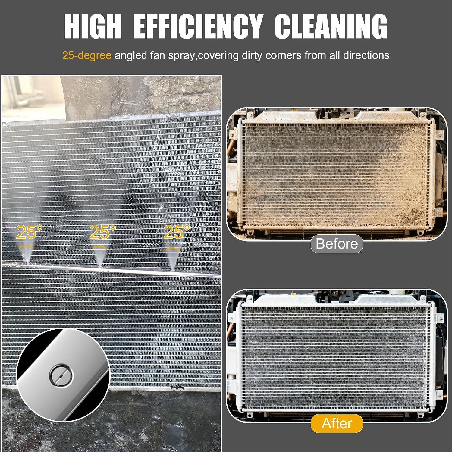 Upgraded 47″&24″ Radiator Cleaning Wand 2 Pieces Set, 4500 PSI Stainless Steel H