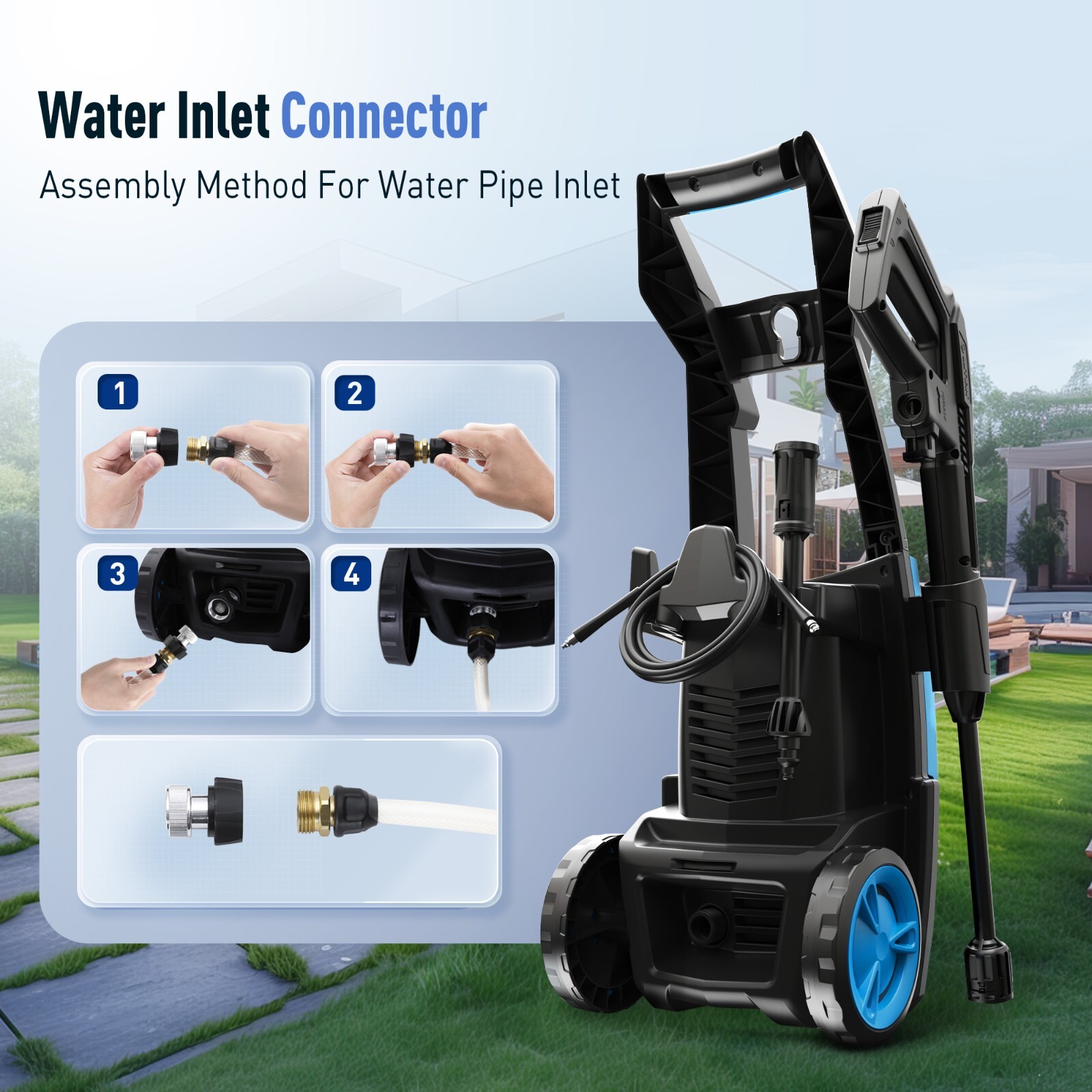 1600PSI Electric Pressure Washer High Pressure Cleaner Machine 1.71GPM Power