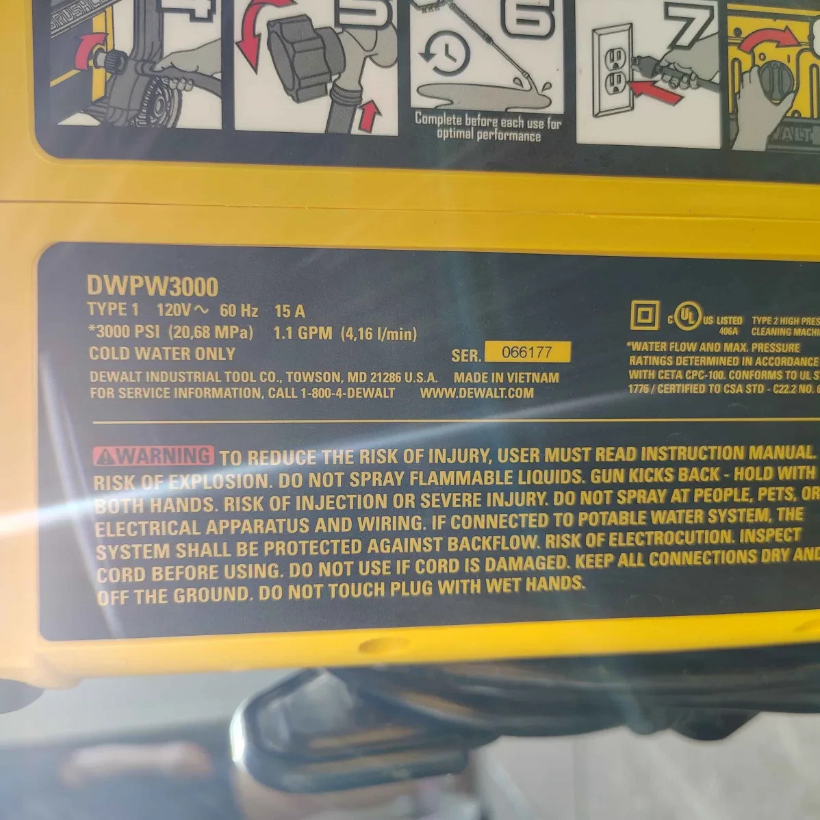 DEWALT DWPW3000 3000 MAX Psi 1.1 Gpm Brushless Electric Jobsite Pressure Washer