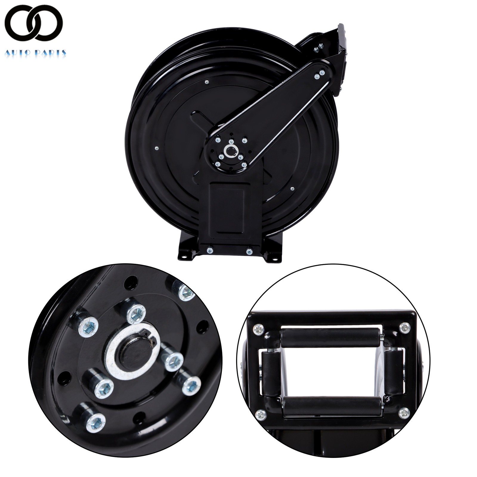 3/8″×50 FT Steel High Pressure Washer Hose Reel with Swivel Arm 4000 PSI