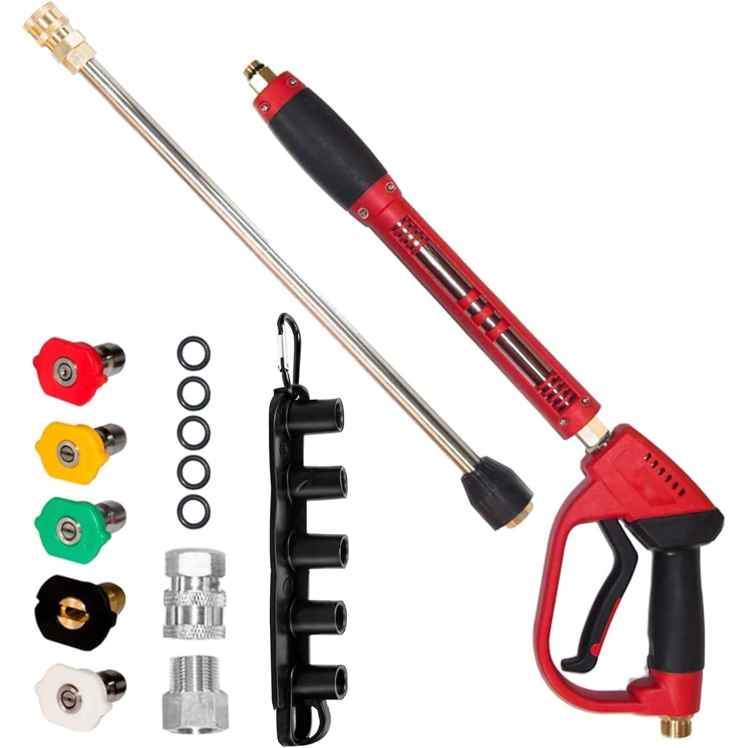 Pressure Washer Gun, Red High Power Washer Gun with Replacement Wand Extensio…