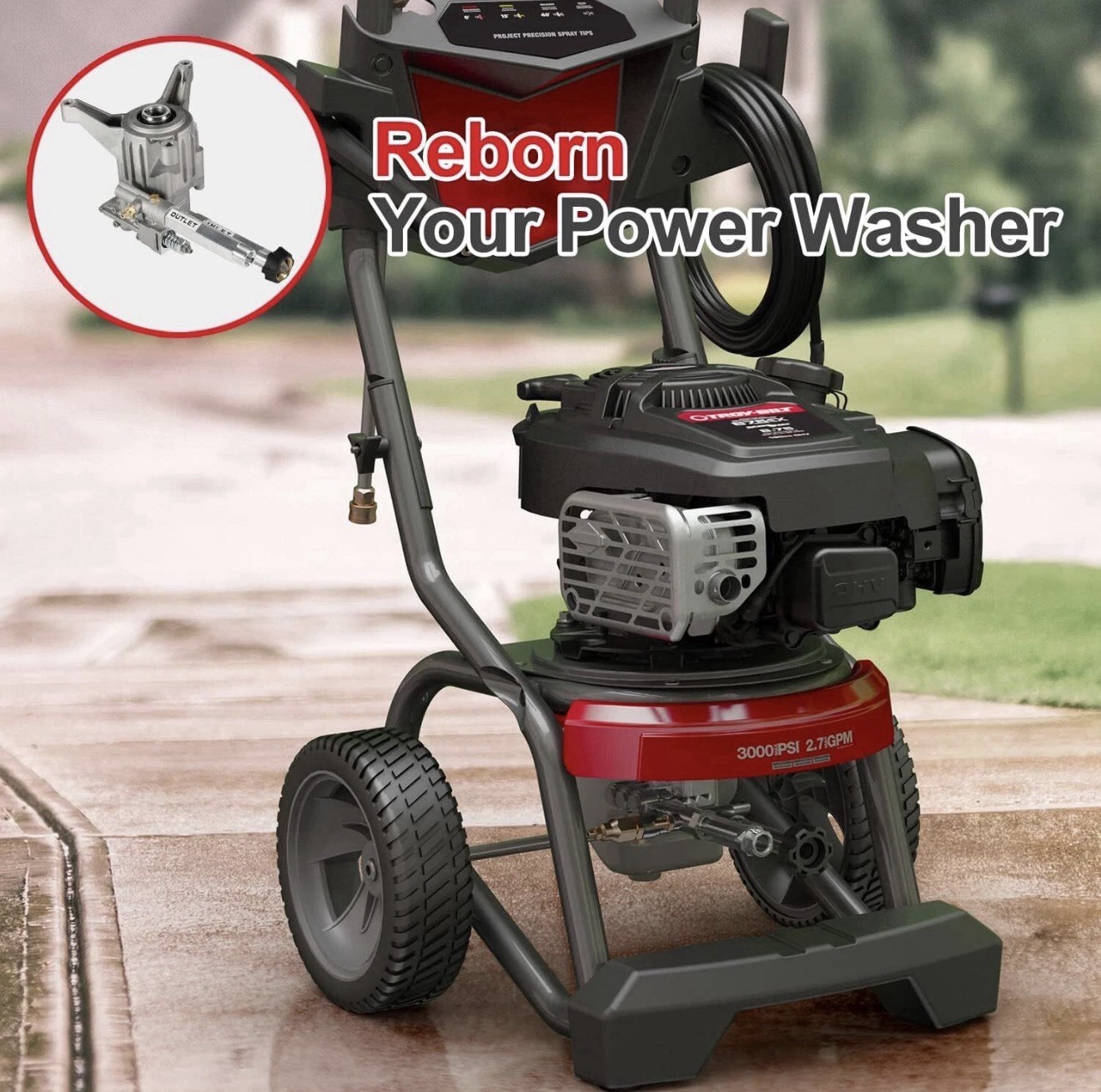 SRMW22G26-EZ Pressure Washer Pump 2500-3000 PSI 2.5 GPM For Troy-Bilt Craftsman