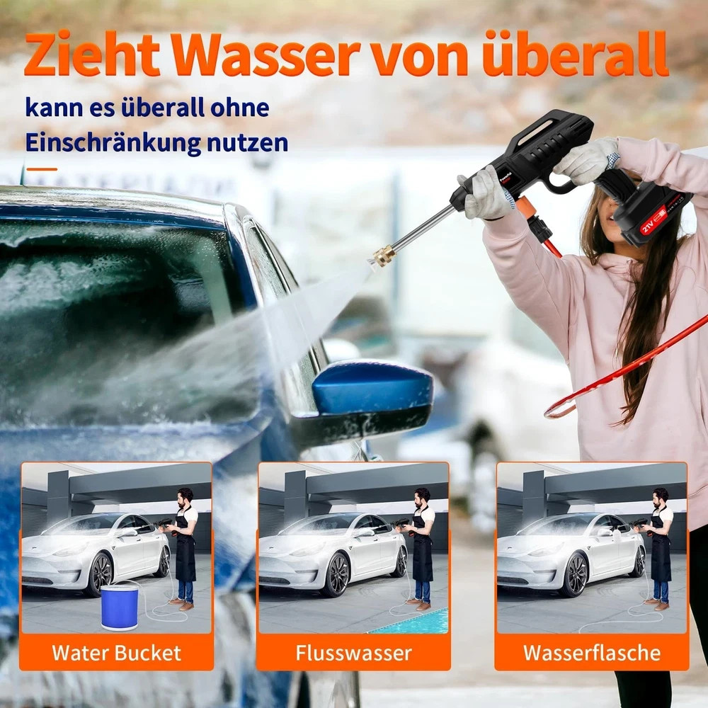 Cordless Pressure Washer 21V, 870PSI Portable Battery Pressure Power Washer