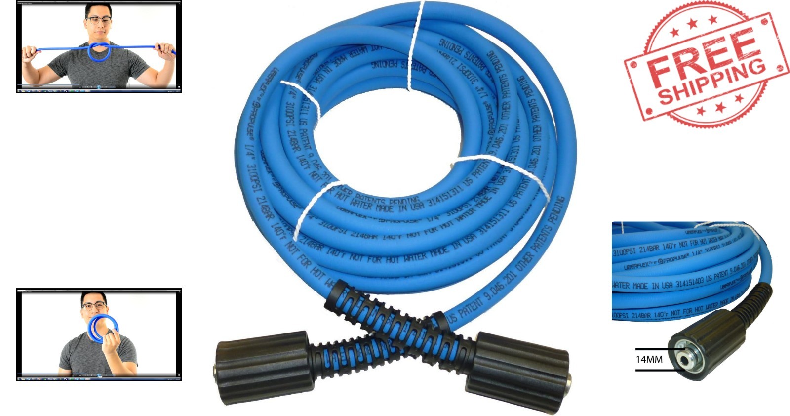 High Pressure 25ft UBERFLEX Hose, Kink Resistant 3100 PSI, Quality