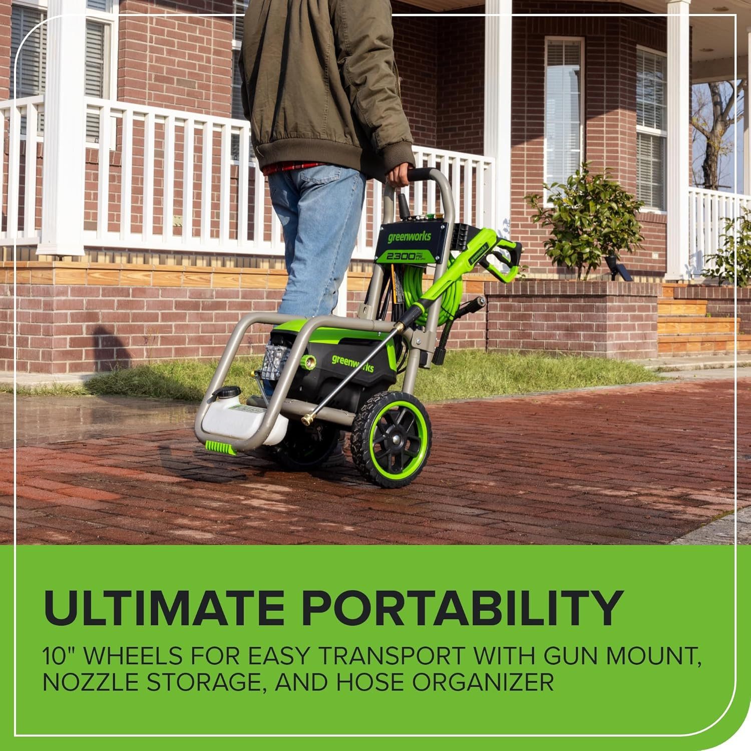 Pro Brushless 2300 PSI Electric Pressure Washer with Foldable Handles & 35 FT Co